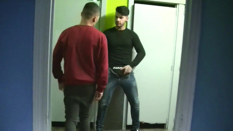 STRAIGHT BOY CURIOUS: Latino twin slut fucked in public toilets by the pornstar...