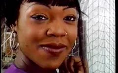 Horny ebony knows how to give the right pleasure to this white dude