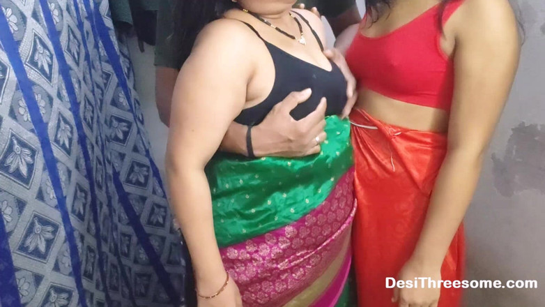 Real Indian Threesome: Mature Indian Wife Seduce Teen to FFM Threesome Sex with...