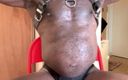 Black smoking muscle stepdad: Гибкая кожаная сбруя с дымом и порцией спермы, сессия с убором спермы