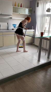 Naughty Housemaid Plays with Herself in Your Livingroom!