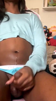 Sticky Cumshot Self Facial by Black Trans Girl Vanniall