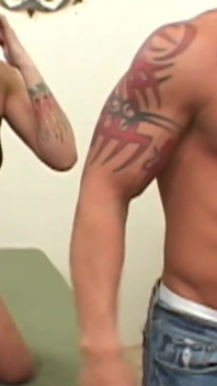The Inked Brunette Is Fucking a Guy Hard and He Filled Her Face with Cum.