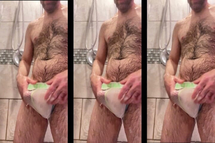 Hairy Wolf: Hübscher behaart, hängender dusch-bator, geil im fitnessstudio, musste edging und...