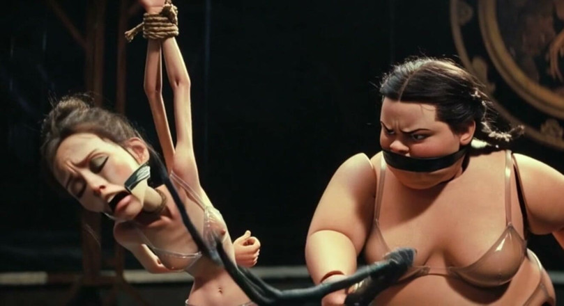 YOUR BEST FANTASY: Skinny Slave in Bondage Whipped by Fat SSBBW Mistress