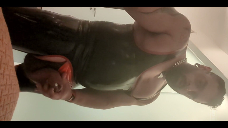 Bruiser Bearwood: Jerking off Through Rubber Jock in Rubber