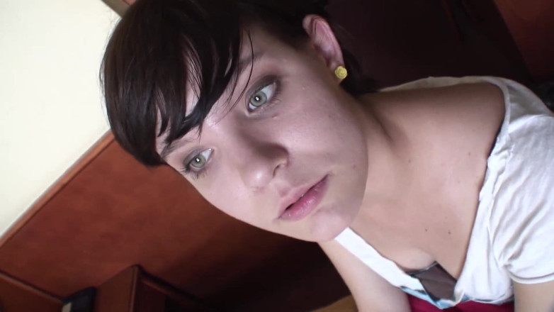 Toy Sluts: Brunette teen plays with glass dildo
