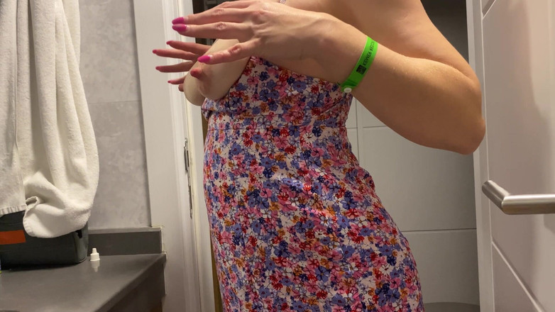 Hairy couple: Updress Teasing with Sexy Natural Tits and Hairy Pussy