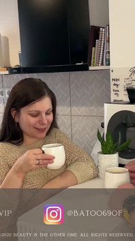 Amateur MILF needed some cream for her coffee so she milked her husband