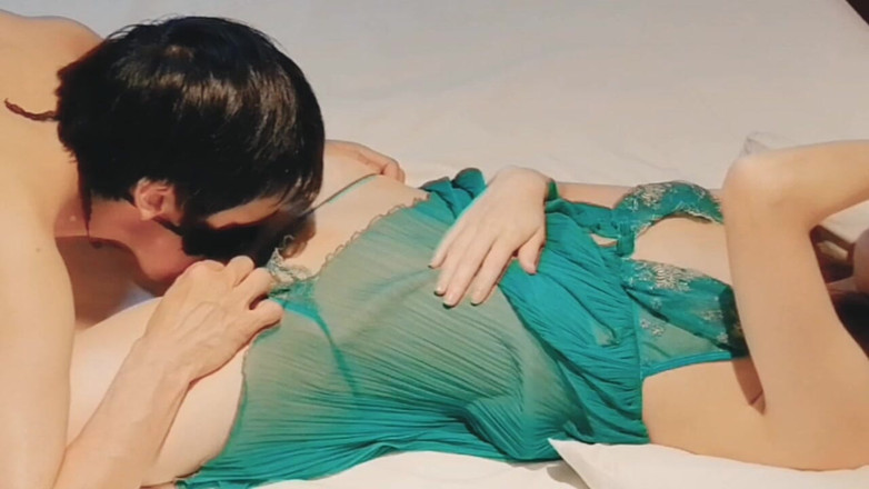 kawasakiBK: A Slender and Cute Married Woman in Sexy Green Lingerie...