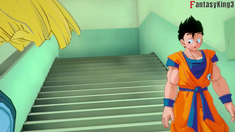 Fantasy king: Android 18 Tänze für Gohan an der Universität - Dragon Ball Zex...