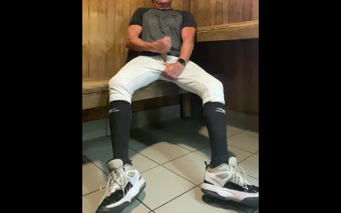 JockDad87: Buff Jacked Jockdad87 Edges in Baseball Gear in the Sauna