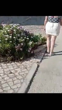 Moranguinho walking barefoot on street - part 1