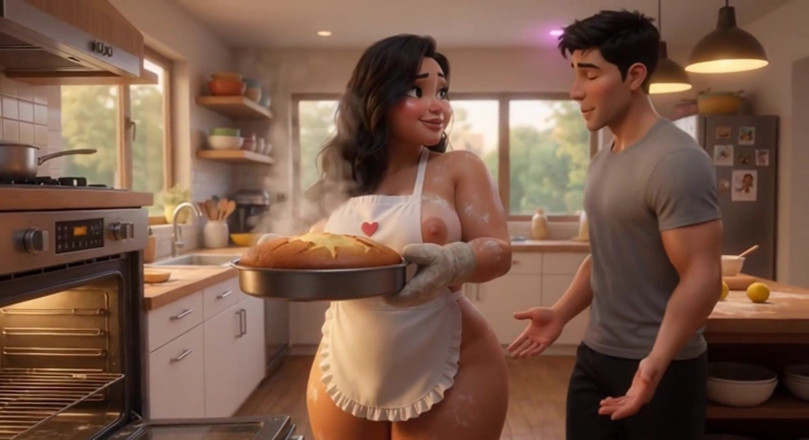My night collection: Latina con curvas se desnuda bajo un pequeño delantal mientras...