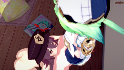 Hentai Smash: Hu Tao baise un gode ceinture en levrette suceuse contre...