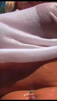 Blonde Slut with Big Tits Masturbates and Has Sex in the Pool