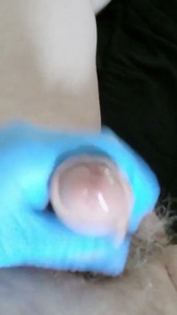 Gants En Latex Et Lubrifiant Ont Travaillé Un Régal. Sperme, Branlette, Branlette, Branlette, Branlette