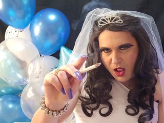 Smoking fetish lovers: Merokok dan crossdressed sebagai pengantin wanita