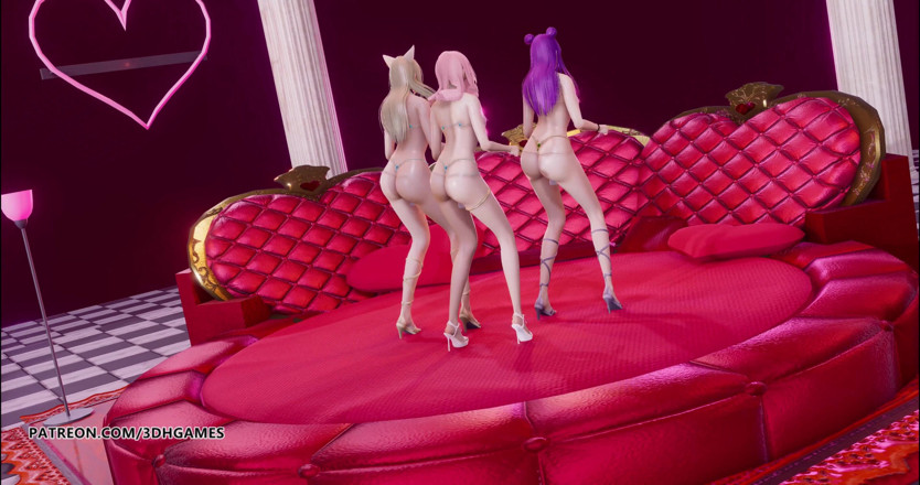 3D-Hentai Games: MajorLazer - Sua Cara Ahri Kaisa Seraphine KDA naakte danscompetitie van...