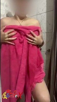 Latina Babe Drying off Slowly After a Steamy Shower