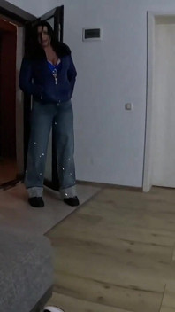 Rainy night fetish - cewek rambut biru downjacket, glitter jeans & messy deepthroat 308
