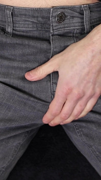 Getting hard with pants on and jerking off with dirty talk