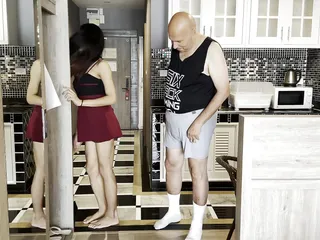 Thai Pre Op Ladyboy Kiss Sucking with Stepdaddy Then Cum in Mouth
