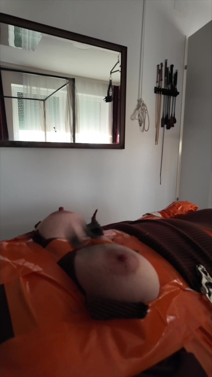 Elena917: Part 2 - Tape Bondage, Crop Spanking, Nipple BDSM, Orgasms