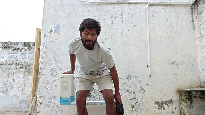 KUMBHA MANOJ KUMAR: Washing the Bathroom in Xhard Village