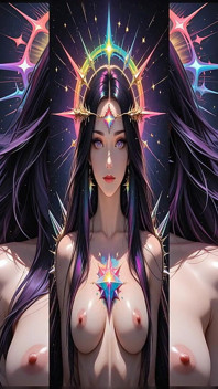 Shadow Oracle con rainbow Prism punte di fantasia cosmica bellezza Ai Art presentazione