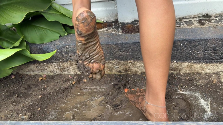 Goddess Luna Law: Lick My Muddy Feet Foot Fetish POV - Ebony Goddess Luna...