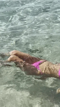 Monika Fox Swims in the Caribbean Sea and Poses Naked on the Reefs