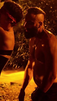 Sub Is Restrained and Used by Bearded Master in a Public Park.