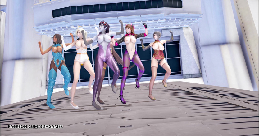 3D-Hentai Games: 빨간 벨벳 - 빨간 맛 스트립쇼 Dva Mercy Pharah Mei Symmetra 미망인 오버워치