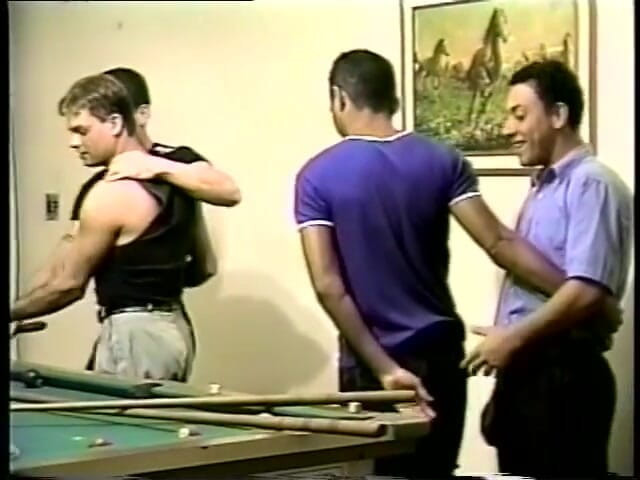 Gays Case: Sexy guy leans over pool table and takes long hard...