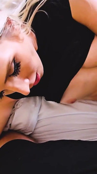 Nylon Blonde Controls His Orgasm with Footjob and Hard Sex