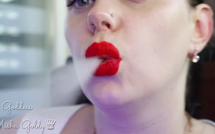 Goddess Misha Goldy: Cum to my big red seduction and big hookah smoke!