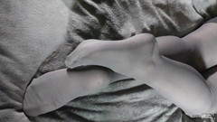 Mistress Legs: Foot fetiš nohy v šedých neprůhledných punčochách