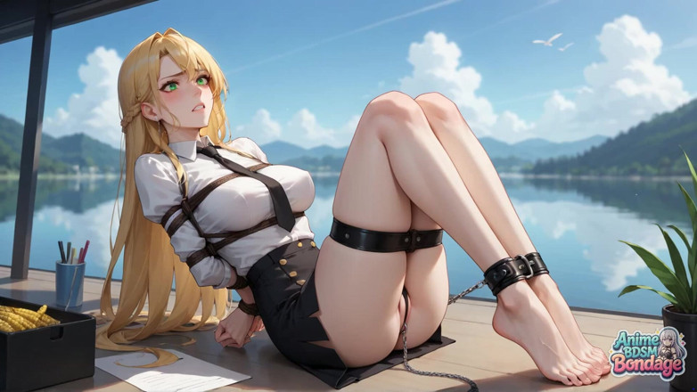 Anime BDSM Bondage: Божевільна казка піксі оживає зі світловолосою гарячою, наповненою темношкірою, стримує бондаж у найкращому випадку оголеною.