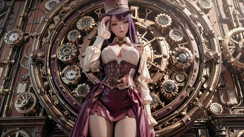 Seraphina Vale: 蒸汽幻想中的紫色头发！