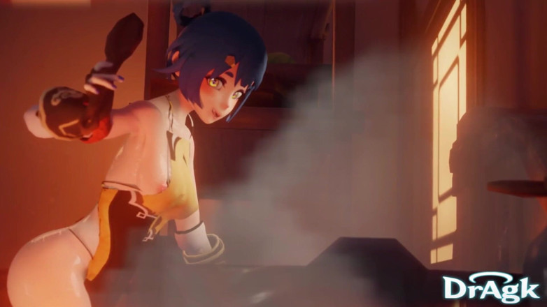 DrAgk: タイムスキップ シャンリンが自分のキッチンで犯される 原神 3D アニメーション ヒリチャール Alt バージョン