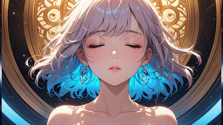 LustRender: 内在光芒：一个美丽的年轻女人辐射柔和的光