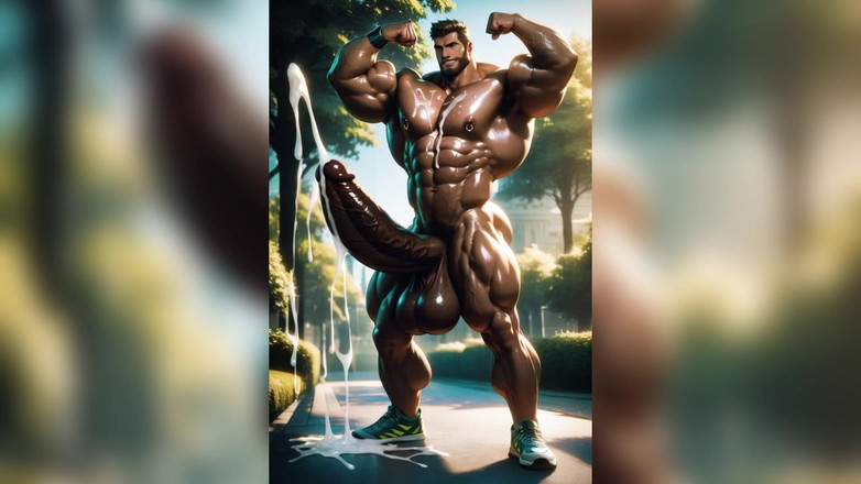 AI Blk: Muskularny ogromny kutas gay spust