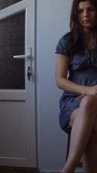 Horny Girl on a Chair Drinks Juice and Play with Herself