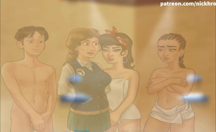 Cartoon Universal: Summertime Saga bahagian 123 - bilik air kolej dengan dua latina (submisif Perancis )