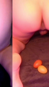 Split Screen Look Inside Lina's Gaping Ass with Eggs