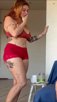 Redhead Neighbor Caught Her Neighbor Masturbating and Ended with Cumshot Inside Her Pussy!