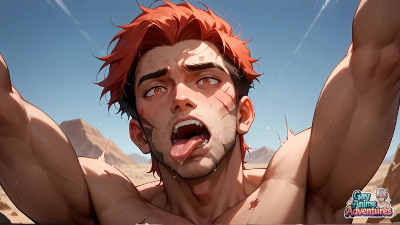 Gay Anime Adventures: Unleash the Gay Muscle Cumshot Storm in the Desert - the...