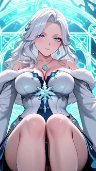 クリスタルホールにいる銀髪の氷魔導士!冷たく見えながら魔法を唱えているが、唇は震えている