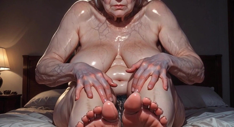 YOUR BEST FANTASY: Alte oma ölt ihre großen faltigen füße ein - langsame ölige fußmassage